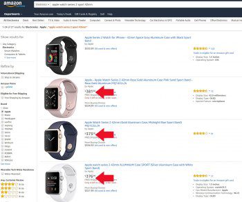Цена часов Apple Smart Watch Series 1 - 2 на Amazon