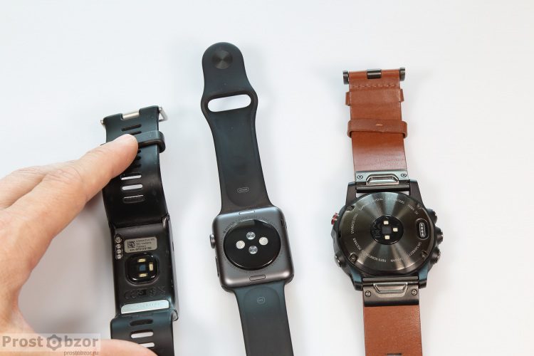 Встроенные датчики пульса HR в моделях Garmin Fenix 5X, Vivoactive HR, Apple Smart Watch Series 1