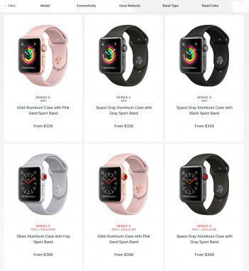 Цены на новую модель Apple Smart Watch Series 3