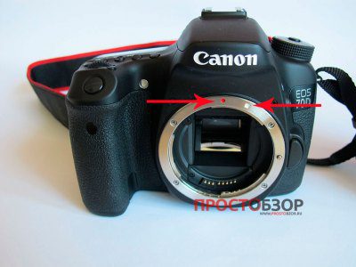 Места крепления объективов для камеры Canon EOS 70D