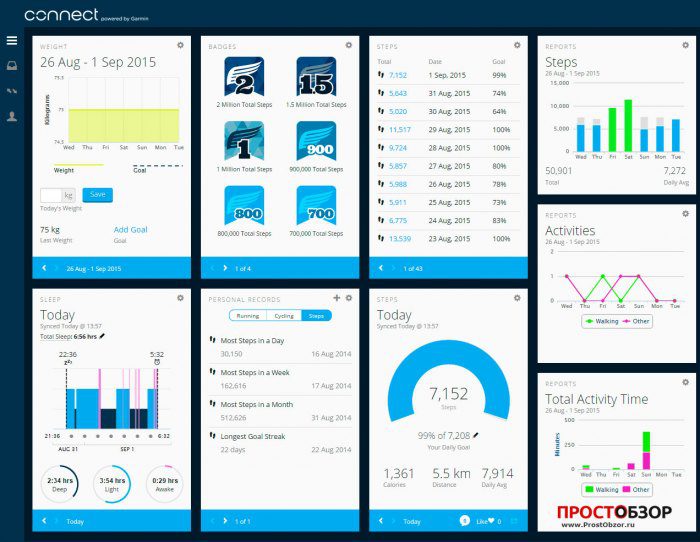 Garmin Connect Панель управления