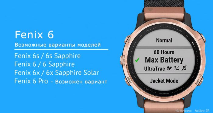 варианты моделей часов Garmin Fenix 6