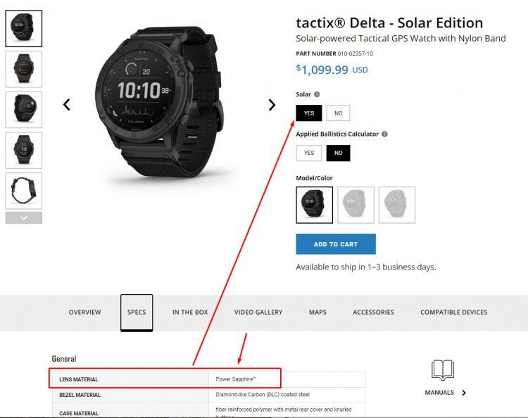 Часы Garmin Tactix Delta Solar с Сапфировым стеклом и зарядки от солна