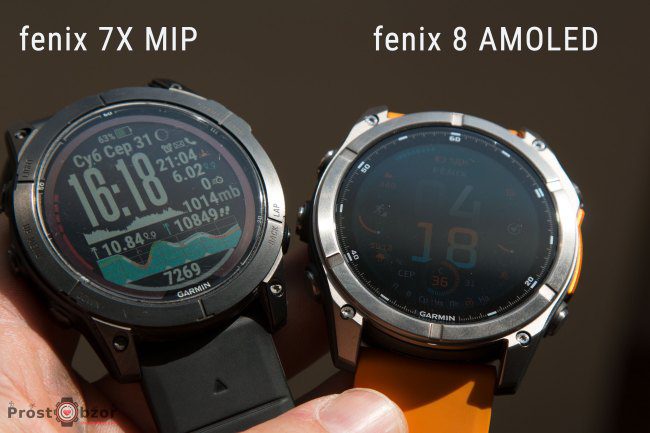 Сравнение дисплеев AMOLED vs MIP fenix 8 - fenix 7X