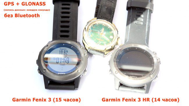Время работы часов Garmin Fenix 3 без зарядки по GPS , GLONASS