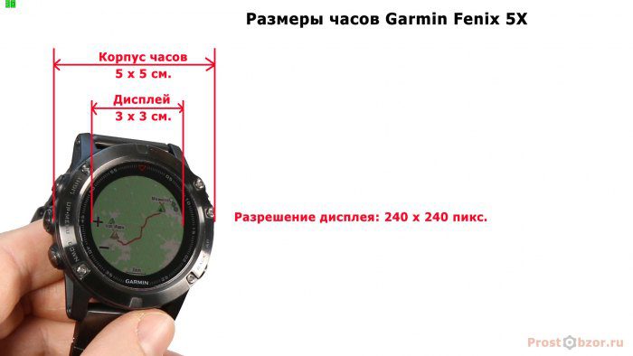 Размеры дисплея часов Garmin Fenix 5X