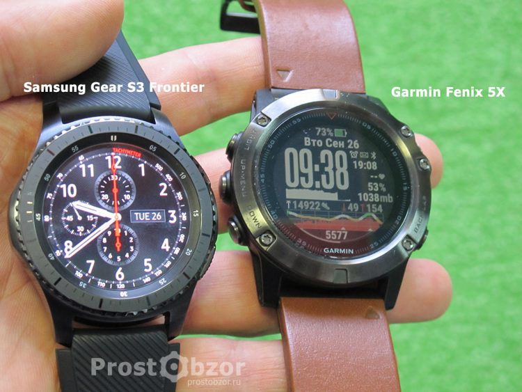 Сравнение внешнего вида часов Samsung Gear S3 Frontier - Garmin Fenix 5x
