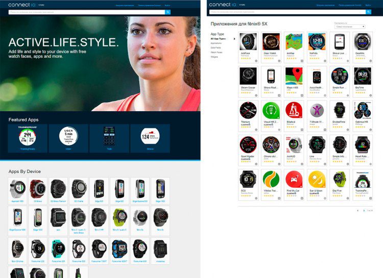 Каталог приложений для часов Garmin Fenix 5X