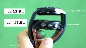 Толщина часов корпуса  Samsung Gear S3 Frontier - Garmin Fenix 5x