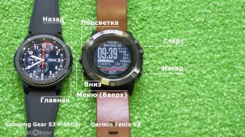 Кнопки управления интерфейсом часов Samsung Gear S3 Frontier - Garmin Fenix 5x