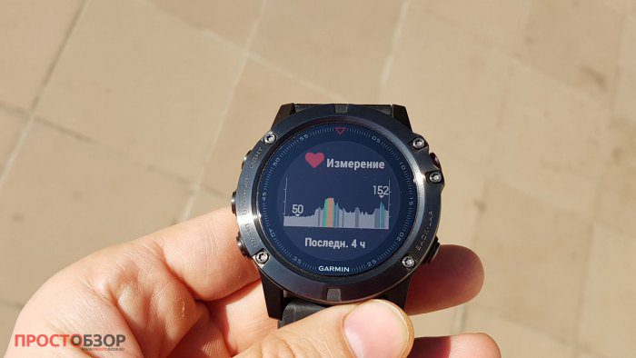 Показания пульса при измерении датичка HR в часах Garmin Fenix 5 X