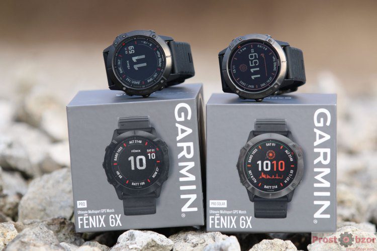 Сравнение стекла часов Garmin Fenix 6X Pro против 6X Pro Solar
