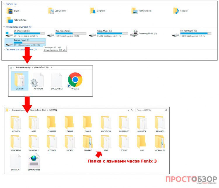 Как найти языковые файлы в часах Garmin Fenix 3