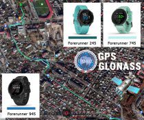Тест записи GPS + GLONASS для часов  Garmin Forerunner 745 vs 945 vs 245