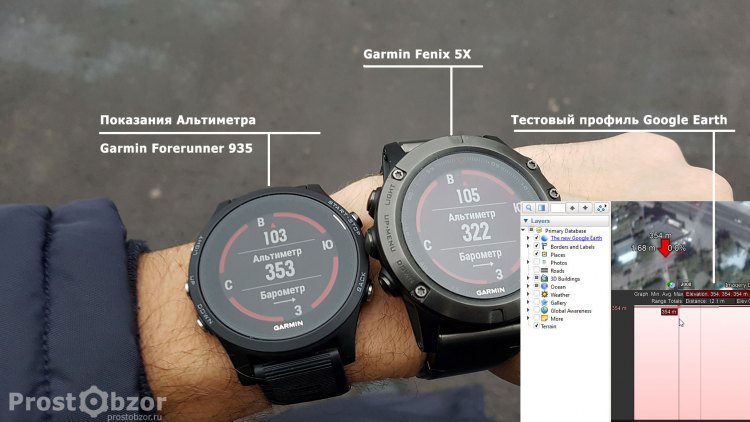 Тест альтиметра часов по эталонному профилю в Google Earth