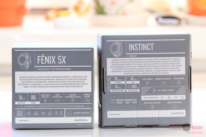 Спецификация Garmin Fenix 5X vs Instinct