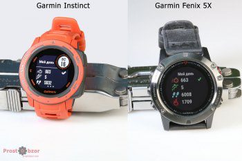 Пример интерфейса часов Garmin Instinct vs Fenix 5X - 1