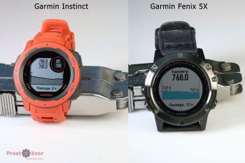 Пример интерфейса часов Garmin Instinct vs Fenix 5X -2