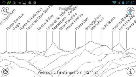 Garmin Monterra - список пиков с указание высот - PeakFinder