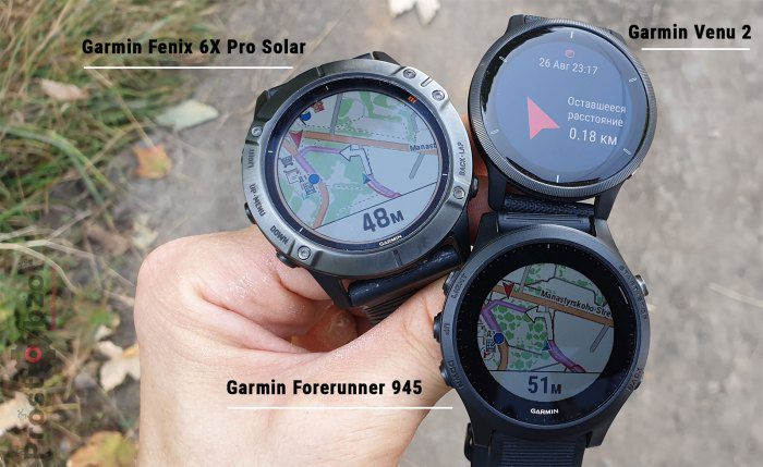 Карты и навигация в часах Garmin Venu 2 - сравнение