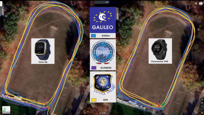 тест записи GPS  - пробежка на стадионе - Garmin Venu Sq
