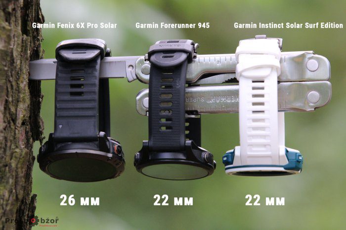 Ширина силиконового ремешка Garmin Instinct Solar - Fenix 6X Pro Solar -  Forerunner 945