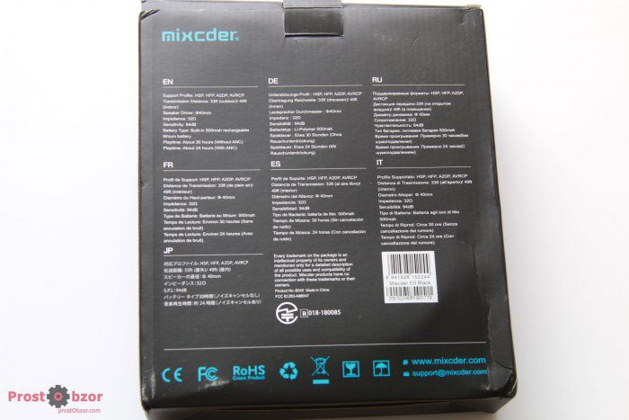 Спецификация наушников Mixcder E9