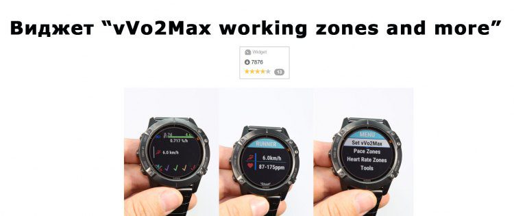 Как работает виджет vVo2Max working zones and more для часов Garmin