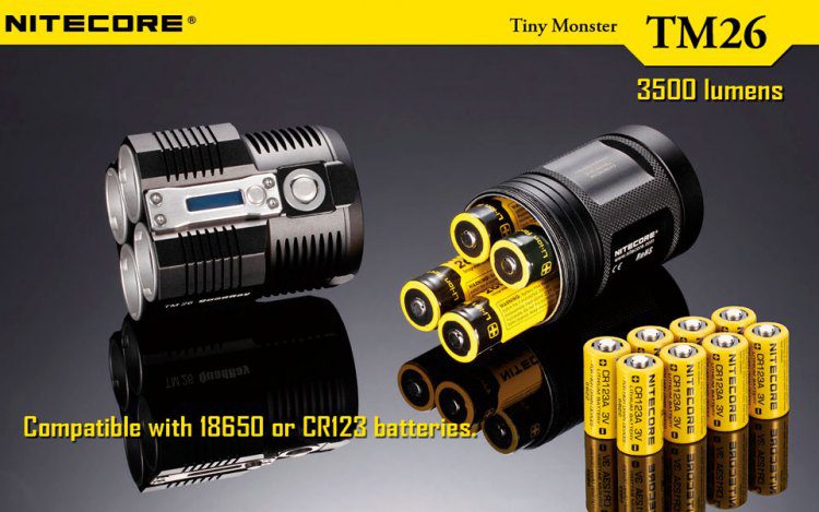 Аккумуляторы CR123A / 16340 для фонарика Nitecore TM26