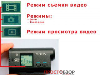 Значки камеры Sony HDR-AS30VR