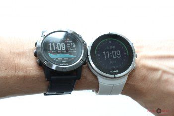 Сравнение часов на руке - Suunto vs Garmin - вид спереди