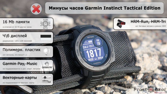 Минусы часов Garmin Instinct Tactical Edition