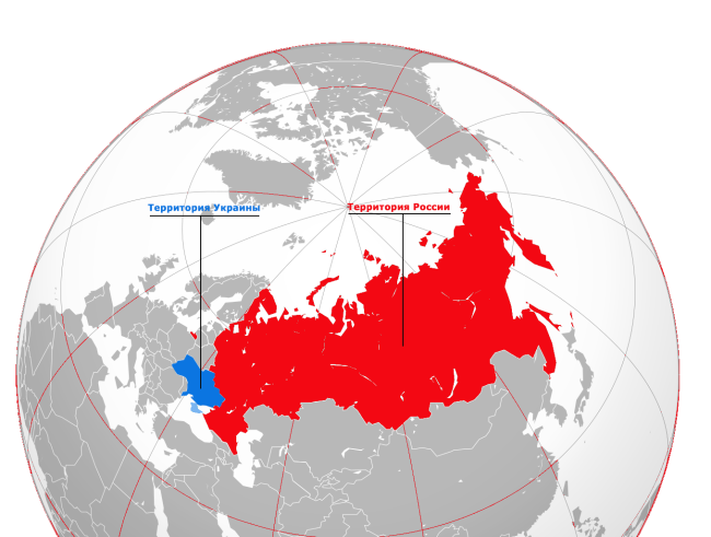 Сравнение стран по площади Украина и Россия