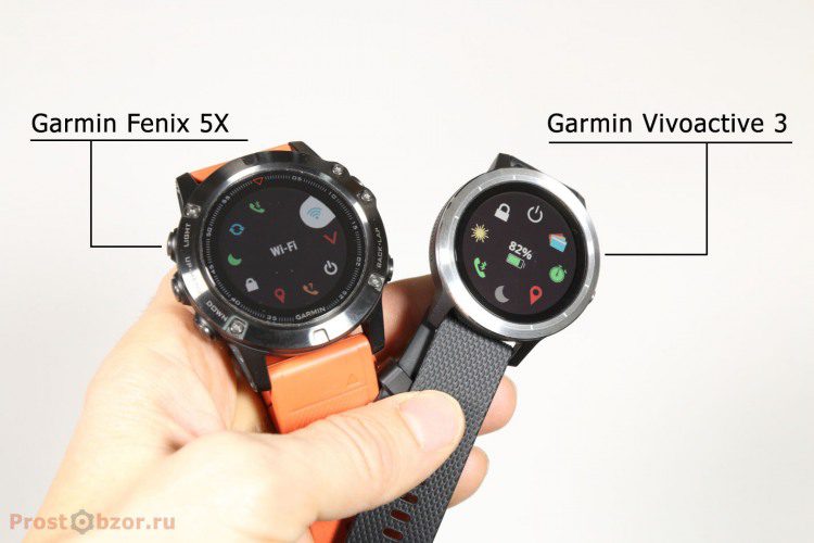 Сравнение меню интерфейса часов Garmin Fenix 5X - Garmin Vivoactive 3